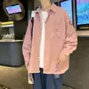 Camisa de manga larga con estampado de cara sonriente de personalidad para hombre de otoño, camisa delgada holgada estilo Hong Kong ins japonesa para hombre