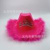 Sombrero de Vaquero con Plumas Rosas Fabricante Venta al por Mayor Sombrero Vaquero Occidental de Fieltro Decoración Festiva Sombrero con Forma Venta Caliente Transfronteriza