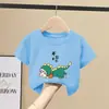 Camiseta de Manga Curta Infantil para Meninos, Novo Estilo de Verão, 100% Algodão Puro, Respirável, Caimento Solto, Top Versátil para Meninos