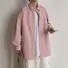 Camisa casual masculina de outono, manga longa, modelagem solta, tendência, estilo universitário, jaqueta versátil de cor sólida, estilo Hong Kong, uniforme de casal