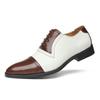 Sapatos Masculinos de Negócios Tamanho Grande Transfronteiriço Brogue Esculpido Estilo Britânico Combinação de Cores Pontudos Sapatos de Couro Casamento Noivo Cadarço Sapatos de Casamento