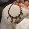 Collar de Acero de Titanio con Piedra Natural de Estrella y Luna Vintage Joyería de Lujo Ligero de Nicho Accesorios de Cadena para Clavícula de Gama Alta para Mujer