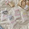 Calcetines Blancos para Mujer, Calcetines Dulces con Lazo a Media Pantorrilla, Calcetines Finos de Encaje Lindo de Rizo para Primavera y Otoño, Calcetines de Estilo Ballet para Mujer
