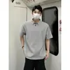 Camisa Polo Tendência Estilo Americano Nova Marca Transfronteiriça Manga Curta para Homens, Camisa de Alta Qualidade com Gola Reversível, Top Boxy Elegante de Meia Manga