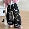 Conjunto de cárdigan con cremallera estilo hip-hop para niña y pantalones vaqueros de estrella de cinco puntas, moda infantil 2026, pantalones de pierna ancha, conjunto de dos piezas
