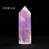 Ornamento de prisma hexagonal de cristal natural em rosa, roxo, amarelo e branco, pilar de cristal de ponta única para decoração de casa, sala de estar e mesa de escritório
