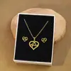 Conjunto de Brincos Corrente de Clavícula Coração Geométrico Estilo Metal Personalizado Europeu e Americano Design de Aço Inoxidável Transfronteiriço Colar da Moda