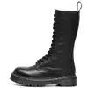 Botas de Motocicleta Gruesas con Suela de Goma, Línea Blanca Transfronteriza, para Mujer, Botines Cortos de 14 Ojales de Primera Capa, Botas Unisex de Piel Genuina, Punta Redonda, Estilo Europeo y Americano Moderno
