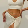 Nova moda europeia e americana, cinto de metal com franjas, corrente fina decorativa versátil estilo coreano para cintura, corrente ajustável para vestido