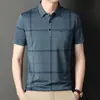 Ropa de Verano para Papá Hombres de Mediana Edad y Mayores Camiseta Rayada Versión con Bolsillo Hombres Solapa Manga Corta Camiseta de Manga Corta Hombres Manga Corta