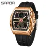 Popular Reloj Electrónico Senda de Alto Valor con Forma de Barril para Hombre, Reloj Despertador Deportivo de Tres Zonas Horarias de Moda para Estudiantes con Función de Repetición