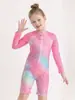Traje de baño de una pieza para niña de manga larga cuidadosamente seleccionado Traje de baño de sirena Traje de baño con protección solar para niños Patrón de escamas de pez Lentejuelas brillantes