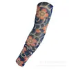 Mangas de tatuaje punto cruz transfronterizas populares para exteriores protección solar para hombres y mujeres brazo de tatuaje flor grande brazo completo sin costuras manga de hielo