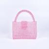 Diseño de Nicho Personalizado Bolso Cuadrado Pequeño de Mano para Niña de Gama Alta Hecho a Mano con Cuentas Acrílicas Tejido Color Caramelo
