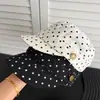 Nuevo Sombrero Octagonal de Lunares Retro Estilo Coreano de Nicho para Mujer 2026, Sombrero de Sol Artístico de Verano que Hace que la Cara se Vea Más Pequeña, Sombrero de Artista Versátil