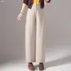 Pantalones de Lana de Pierna Ancha Personalizados de Cintura Alta Adelgazantes Otoño/Invierno 2026 Nuevos Pantalones Casuales para Mujer Corte Recto Delgado