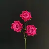 Flores Artificiales de Rosa Recubierta de 3 Cabezas Ramo de Boda Cascada de Rosas Artificiales Decoración del Hogar Flor Artificial