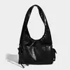 Bolso Grande de Piel Esmerilada de Gama Alta para Mujer 2025 Nuevo Bolso Cubo Retro con Remaches Textura Otoño e Invierno Bolso de Mano para el Brazo