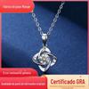 Colar de Prata de Lei S925 com Diamante Mosan Cor D Colar de Pingente de Trevo de Quatro Folhas com Diamante Mosan em Ouro Branco Presente para Namorada