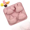 Jane Mei en stock Molde de Silicona de Dibujos Animados 4 Cavidades Lindo Pollito Oso DIY Dim Sum Horneado Molde para Pastel Pan Hecho a Mano