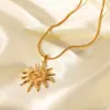 Colar com Pingente de Sol Espiral para Mulheres, Banho de Ouro 18K Transfronteiriço, Não Desbota, Colar Simples de Moda Oco Dourado Personalizado