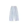 5391 # Pantalones de Cuadros Azul Claro con Cordón de Contraste, Cintura Elástica y Forro, Pantalones Rectos de Pierna Ancha