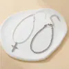 Nuevo Set de Dos Piezas de Pulsera con Colgante de Cruz Incrustada de Diamantes Completos, Cadena Retorcida, Cadena de Tenis, Pulsera de Doble Capa de Amazon