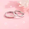 Anillos de Pareja de Plata de Ley 925, Diseño Lindo y de Nicho Estilo Ins, Gama Alta, Apertura Versátil, Par de Anillos Ajustables