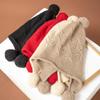 Gorro de Cachemira Niños 100 Cachemira Pura Otoño e Invierno Nuevo Calado Tejido Grueso Cálido Protección para las Orejas Sombrero Comercio Exterior