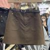 Shanli Dadi Primavera y Verano Nuevo Cintura Alta Color Casual Antirozaduras Ligera Línea A Cadera Todo Combinable Falda Corta para Mujer