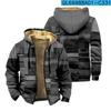 Jaqueta Acolchoada de Algodão Quente Forrada com Lã Grossa Estilo Étnico Transfronteiriço Temporada Dupla Camada Interior Veludo Grosso Jaqueta Acolchoada de Algodão Zíper Bolso Escavado Jaqueta Acolchoada de Algodão Quente