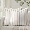 Funda de Almohada Rayada de Chenilla Bohemio Estilo Granja Funda de Cojín para el Hogar Cubierta para Cojín de Sofá de Sala de Estar