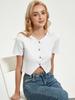 Amazon Transfronterizo Ropa de Mujer al por Mayor Estilo Europeo y Americano Sencillo Ajustado Ajustado Cárdigan Sexy Ombligo Camisa de Punto Top Corto