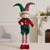 Nuevos adornos colgantes de Navidad: Adornos de elfo con lentejuelas rojas y verdes, pose de pie, muñecos de Navidad extensibles, regalos de Navidad