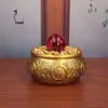 Adorno de Cuenco del Tesoro de Doble Pez de las Ocho Bendiciones de Latón, Cuenco del Tesoro Atractor de Riqueza Lleno de Lingotes, Artesanía Atractora de Riqueza para Escritorio de Entrada