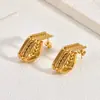 Brincos de Aço Inoxidável com Espiga de Trigo em Metal de Alta Qualidade, Brincos Geométricos Trançados Dourados da Moda para Mulheres, Mais Vendidos