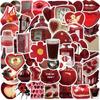 50 pegatinas creativas retro rojas para teléfono móvil, funda de mano, equipaje, ordenador, iPad, pegatinas decorativas.