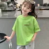 Camiseta de Manga Corta de Algodón Puro para Niñas, Nuevo Estilo Verano 2026, Top Versátil de Moda Estampado para Niños Pequeños y Mayores