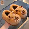 Pantuflas de Algodón de Invierno para Niños Capibara para Niños y Niñas Calientes con Forro de Felpa y Piel Zapatos Cerrados de Algodón para el Hogar Padre-Hijo Bebé