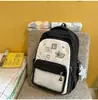 Mochila de Grande Capacidade com Bolinhas Color-blocking Mochila Fofa para Check-ins e Fotos Bolsa Escolar de Alto Valor Bolsa para Cursinho Bolsa de Ombro Único