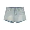 Shorts de mezclilla azul claro ultracortos para mujer, pantalones rectos casuales de cintura alta vintage de verano, hot pants sexy ajustados que realzan la figura