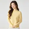 Suéter de Cashmere 35% Cor Pura Modelo Novo 2026 para Mulheres, Gola Alta Meia, Renda em Patchwork, Corte Justo, Suéter Base Tricotado