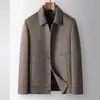 Chaqueta de otoño e invierno para hombre con cuello de solapa, estilo workwear, forro de plumón desmontable, estilo de negocios joven y lujoso, abrigo de lana cálido