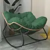 Mecedora de jaula de pájaros de mimbre, adecuada para sentarse o acostarse, una mecedora perezosa para el balcón, una silla de mimbre de ocio para el hogar, una mecedora de hierro forjado para una persona