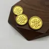 Nó Chinês Estilo Nacional Metal Terno Casaco de Lã Tricotado Botão Simples Versátil Decorativo Botão Costurado à Mão