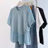 Camiseta Base de Talla Grande para Mujer, Nuevo Estilo Coreano, Diseño de Moda, Adelgazante, Holgada, Versátil, Delgada