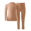Conjunto de Ropa Interior Térmica Antibacteriana Clase A para Niños Otoño Top y Pantalón Algodón Puro Cálido Ceñido para Niños y Niñas Estilo Otoño e Invierno