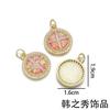 Artículos Populares Transfronterizos: Colgante Redondo Cruzado Chapado en Oro Cobre Ópalo Imitación Colección, Zirconia Microincrustada Accesorios para Collares DIY