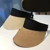Sombrero de Paja de Verano con Parte Superior Abierta para Mujer Estilo Coreano Moderno Versátil para Cualquier Ocasión Viajes de Vacaciones Plegable Casual Moda Protección Solar Sombrero Parasol
