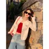 Cárdigan de punto azul para mujer, nuevo de otoño e invierno 2026, chaqueta única y hermosa estilo coreano con diseño bordado, top suéter
